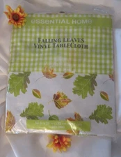 Vinyl Tablecloth: Falling Leaves Essential Home 52x70”Oblong-Cloth Back-SHIP 24H