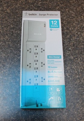 Belkin 12 Outlet Power Strip Surge Protector BE112230-08 Low Profile NIB #0299