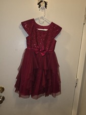 Jona Michelle Girls Red Glitter Layered Holiday Party Midi Dress size 7