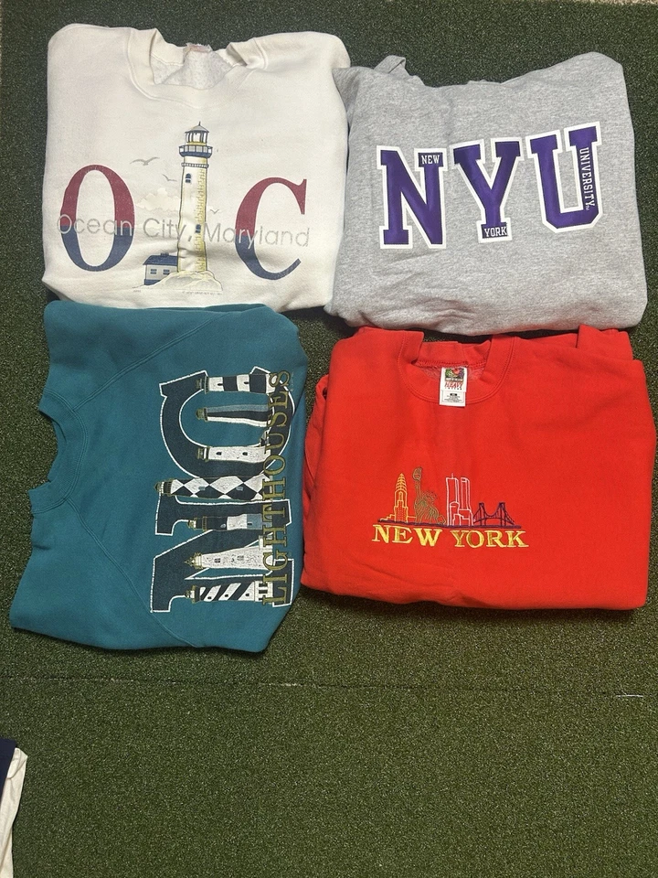 Lote de 4 sudaderas vintage de los 90 80 cuello redondo con capucha suéter estilo retro Foto 2 de 4