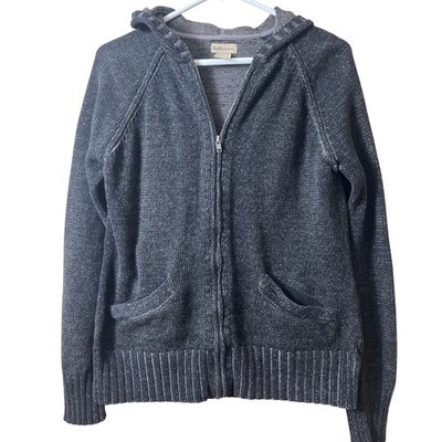 RuffHewn Gray Cotton Knit Full Zip Hoodie Sweater Womens Size L Gorpcore Casual