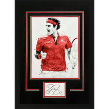 Roger Federer Autografato Tennis Deluxe Incorniciato 11x14 Splash Art Pezzo - JSA