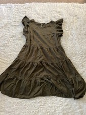 Tommy Hilfiger Women’s Size 10 Olive Green Flutter Sleeve Dress Flowy 
