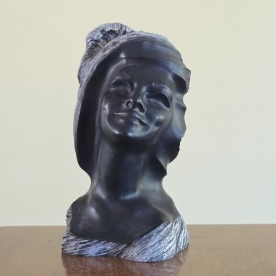 Vtg Black Coral Moana Sculpture Frank Schirman Hawaii Art Bust Figure Statue 6 