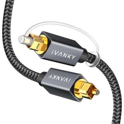 10ft Toslink Optical Audio Cable, Gold-Plated Connectors, Grey