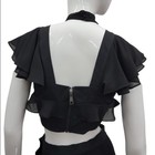 NEW! NASTY GAL Black Flutter Sleeve Crop Top Size SMALL