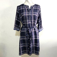 LOFT Navy Plaid Dress LP