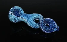 4 1/2" INFINITY BLUE LEOPARD Tobacco Smoking Glass Pipe THICK TWIST glass pipes
