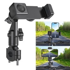 Motorcycle Bike Phone Holder Stand with LED Light Handlebar Mount Clip 17-42mm D