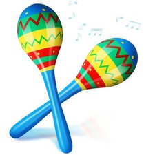 7.87 Inches Fiesta Wooden Maracas 2 Pcs Noisemaker for Mexican Fiesta Musical...