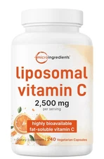 Liposomal Vitamin C 2,500mg, 240 Veggie Capsules | Highly Bioavailable Fat So...