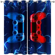 Modern Gamer Window Curtains Red and Blue Video Games Window Drapes for Bedro...