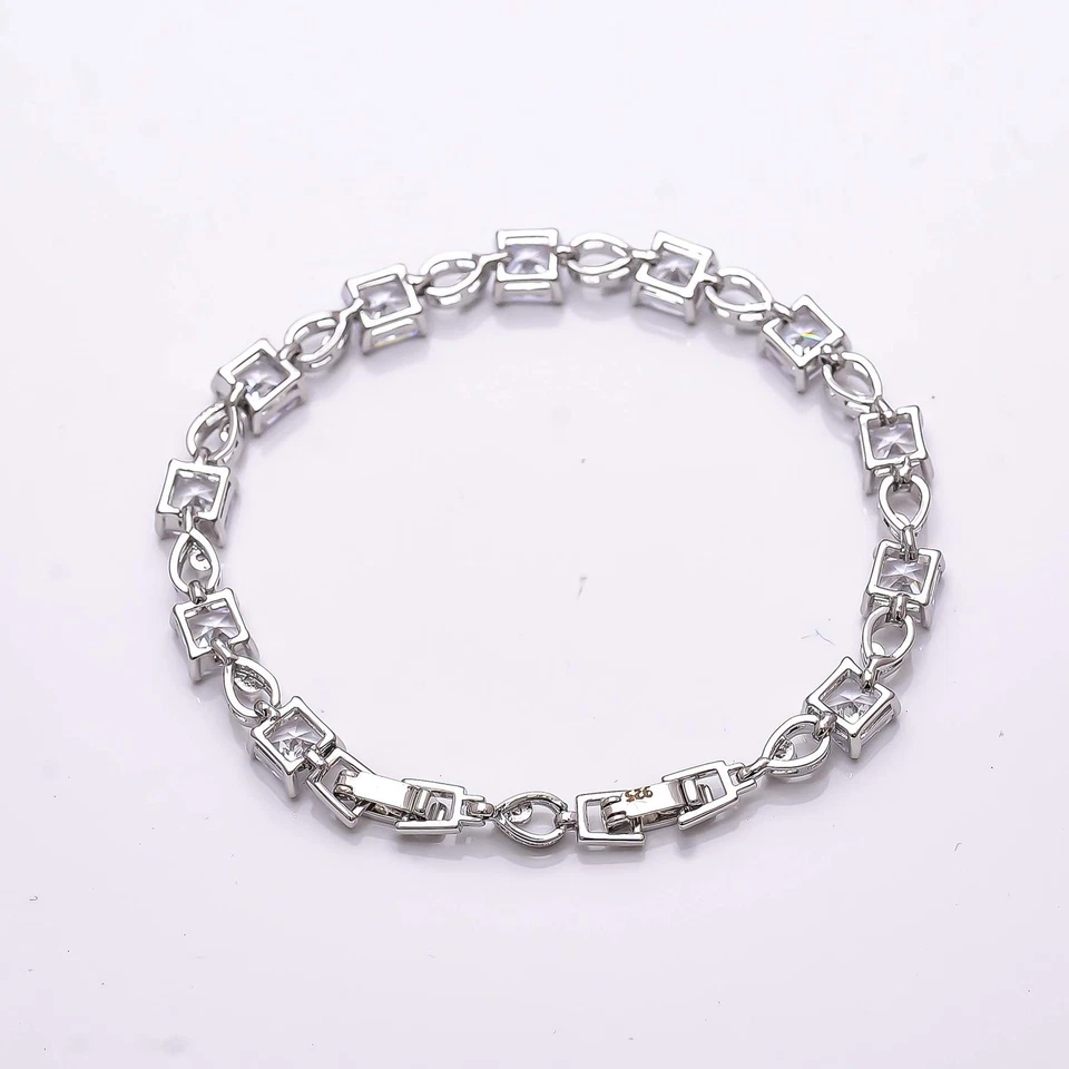 Brazalete Tenis Topacio Blanco y Circonita Circonita 925 Plata de Ley 7.99" B89, Regalo Navidad Foto 4 de 4