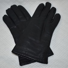 Black Leather Gloves with Fur Lining  Women  s 
