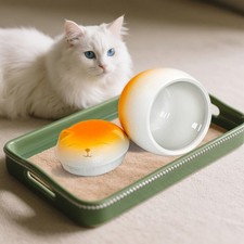 Smiley Cat Shaped Pet Urn 3.2 2.9in For Puppy Cat Ashes Orange-White gradien M