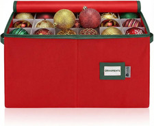 Christmas Ornament Storage Container with Dividers - Box Stores up to 54 Ornamen