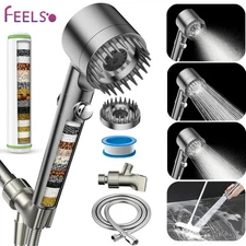 FEELSO Handheld Massage Shower Head,High Pressure Shower head with Filter 4 Mode