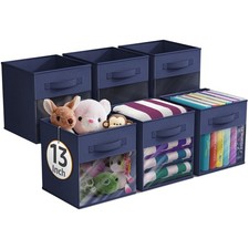 Sorbus 13" Storage Bin with Clear Window   6-Pack Foldable Fabric Organizers
