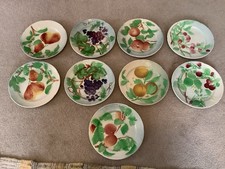 SET DI 9 - St. Clement / Luneville Barbotines Frutti 8,5" PIATTI Maiolica Francese