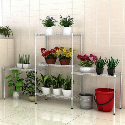 5 Tier Wire Shelving Rack Adjustable Shelf Rack Storage Unit Commercial Silver