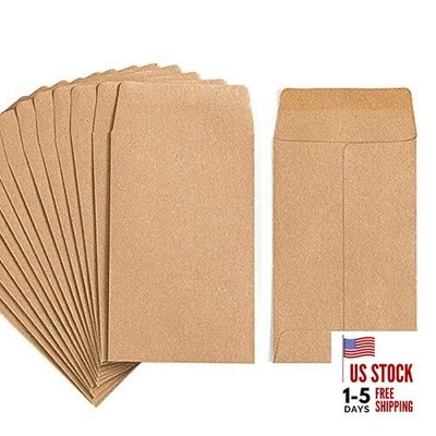 Pack Small Coin Envelopes Self-Adhesive Kraft Paper Seed Envelopes Mini 100