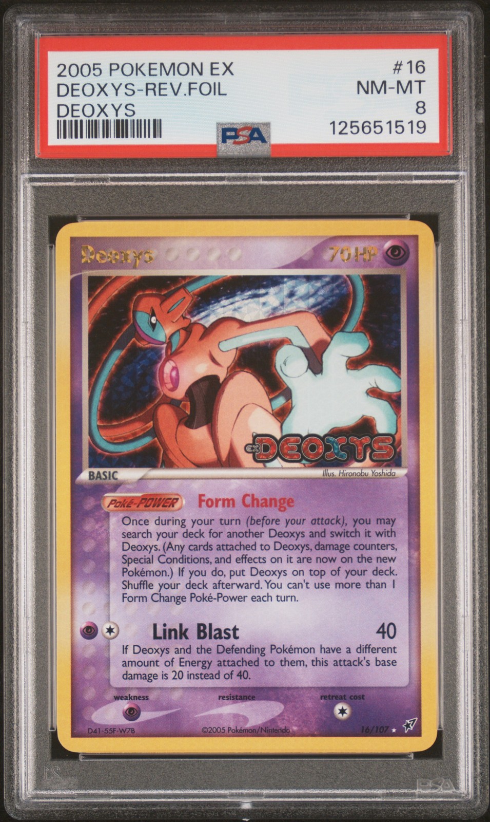 2005 POKEMON EX DEOXYS #16 DEOXYS-REVERSE FOIL PSA 8