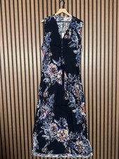 New Tahari Dress 2X Black Sheath Sleeveless Floral Trisha Maxi Fabric Stretch