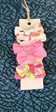 Handmade Girls Pink Multicolor Small Hair Bows, Set of 3