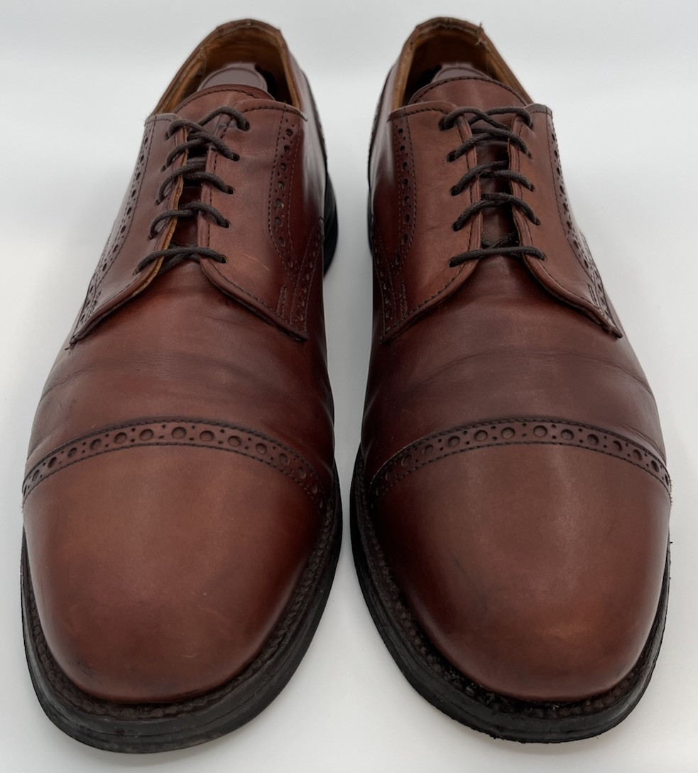 Allen Edmonds Benton Brown Leather Oxfords Dress Shoes Cap 
