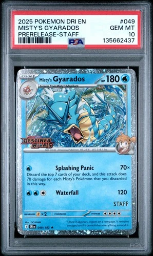 2025 POKEMON DRI EN-DESTINED RIVALS PRERELEASE-STAFF MISTY'S GYARADOS PSA 10