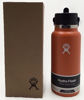 Hydro Flask 32 Oz Wide Mouth Water Bottle with Flex Straw Cap Mesa Orange