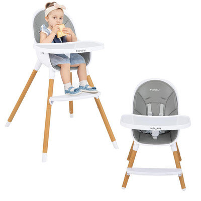 Convertible Baby High Chair, 3 in 1 Highchair W/Adjustable Legs, Dishwasher Safe