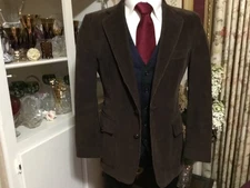 Men's Handsome Vintage Sears Roebuck Brown Corduroy Sport Coat Jacket Blazer 38S