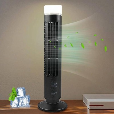 Tower Fan Status Free Standing Air Cooling 2 Speed Oscillating Slim with Light