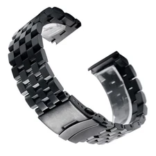 Black 22mm Width Watch Band Strap Bracelet Link Solid Watchband Replacement