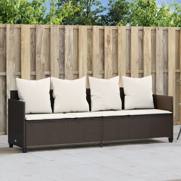 Sonnenliege Poly Rattan Mit Kissen Braun FüR Garten Terrasse-image
