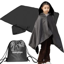 DUKUSEEK Hooded Stadium Blanket for Kids, Small Waterproof Outdoor Blankets w...