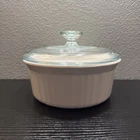 Corning Ware French White 1.5 Qt. F-5-B Round With Pyrex Lid Vintage 1980s