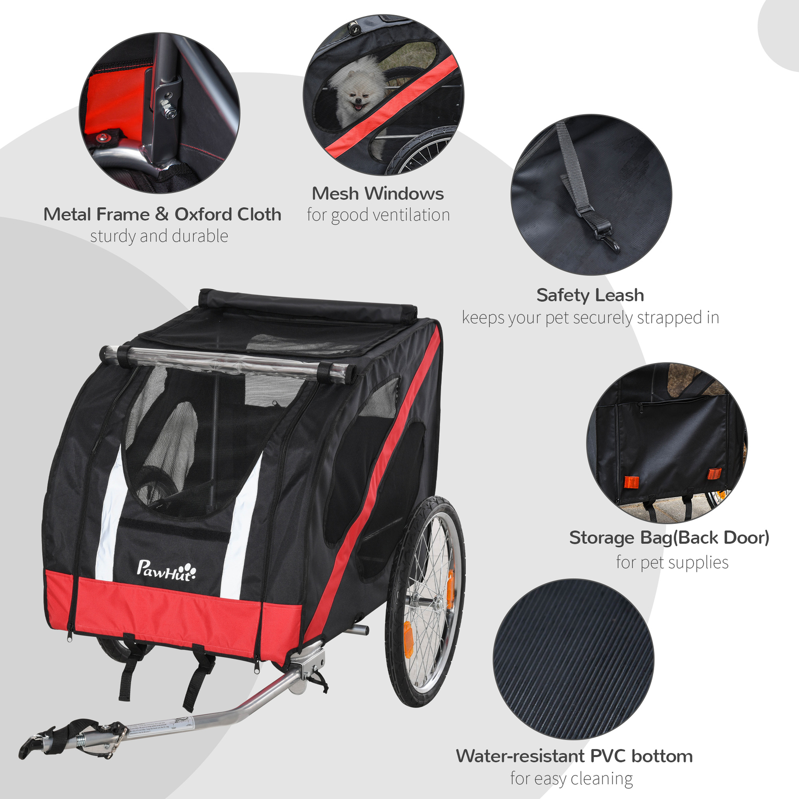 PawHut Dog Bike Trailer, Metal Pet Cart Carrier for Bicycle Kit, Black and Red eBay