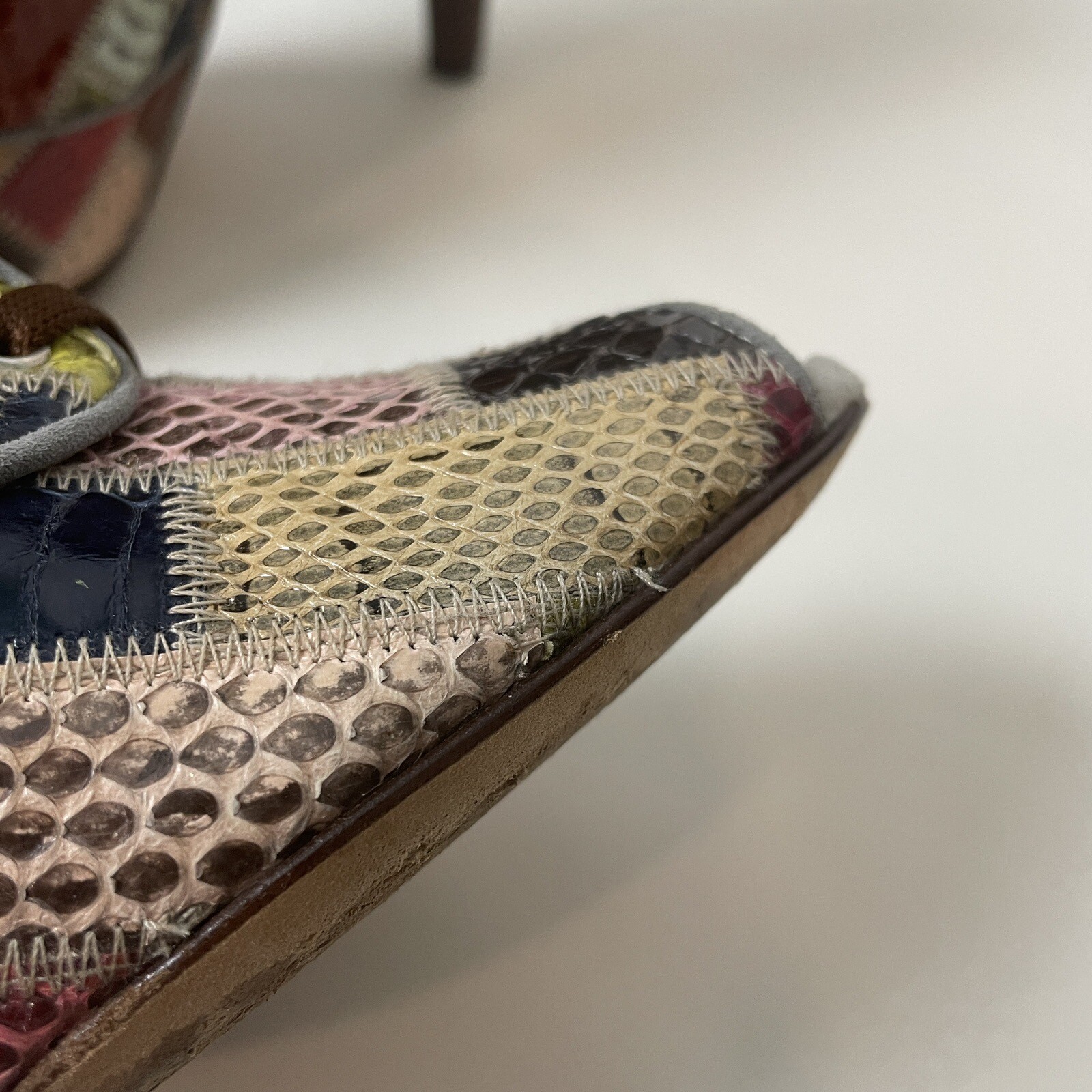 DOLCE & GABBANA Python Patchwork Stacked Peep Toe… - image 18