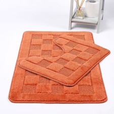 Bath Mat Set Squares 2 Piece Bath Mat & Pedestal Set Non Slip Bathroom Bath mat 