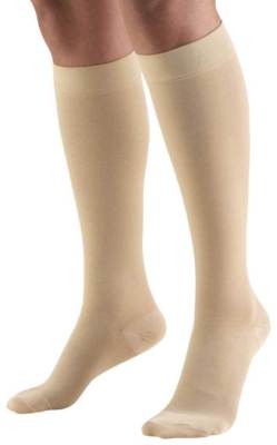 Truform 30-40 mmHg Below Knee Soft Top Compression Stockings Closed Toe Beige
