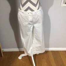 Talbots White Wide Crop Leg Pockets Pants 6 W32  L24  