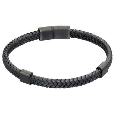 Fred Bennett Mens Bracelet B5322 Black Recycled Leather RRP
