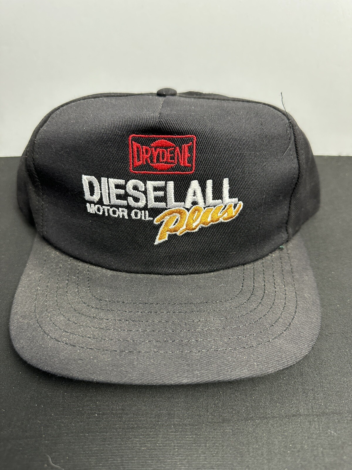Vintage SnapBack Hat Drydene Diesel Motor Oil Black Gem