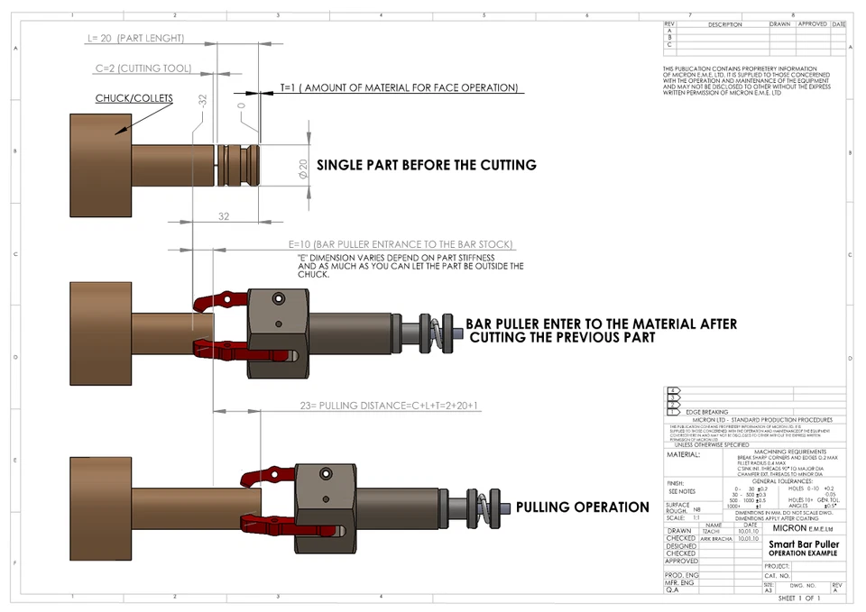 PRECISION QUALITY CNC LATHE SMART BAR PULLER - 1" INCH SHANK - Image 3 of 3