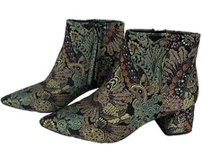 Alex Marie Tionna Block Heel Booties brocade, size 8.5 Retro Boho Unique Artsy