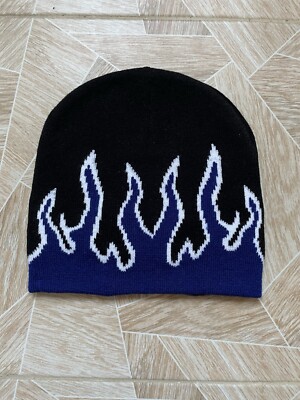 Y2K Rare Japanese Brand Blue Flame Logo Opium Beanie Hat | eBay