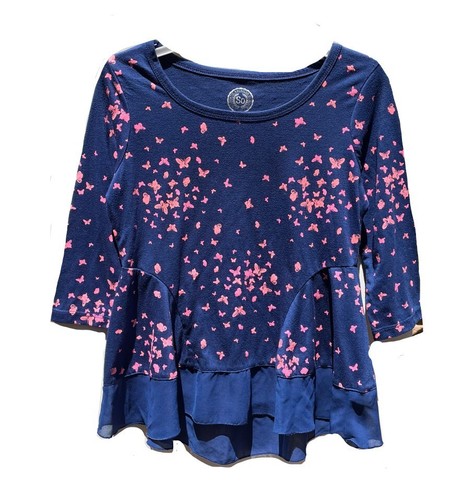 SO Girls Blue Butterfly Long Sleeve Shirt Blouse Size 10 - Picture 9 of 9