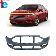 For 2017-2018 Ford Fusion Primered Front Bumper Cover Black w/ Tow Hole